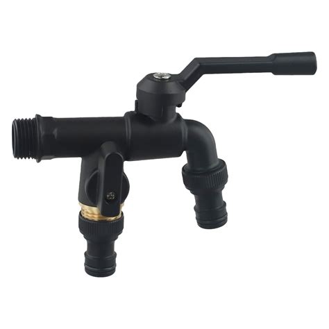 Black Brass Garden Hose Faucet Antifreeze Faucet 1/2"Dual Outlet ...