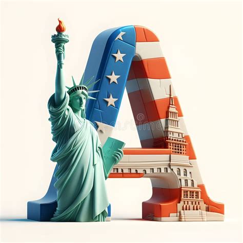 Realistic 3D Letters Cities and Landmarks of United States of America ...