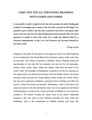 Fillable Online LIMIT NOT THE ALL PERVADING BRAHMAN WITH NAMES AND ...