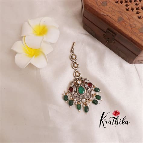 Premium Peacock Flower Maang Tikka MT243 – Kruthika Jewellery