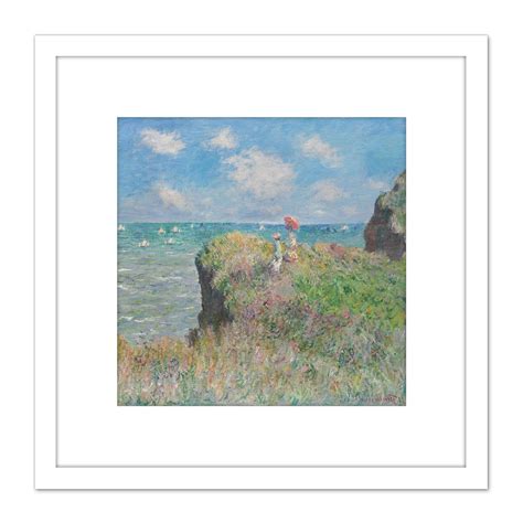 Claude Monet Cliff Walk At Pourville 8X8 Inch Square Wooden Framed Wall ...