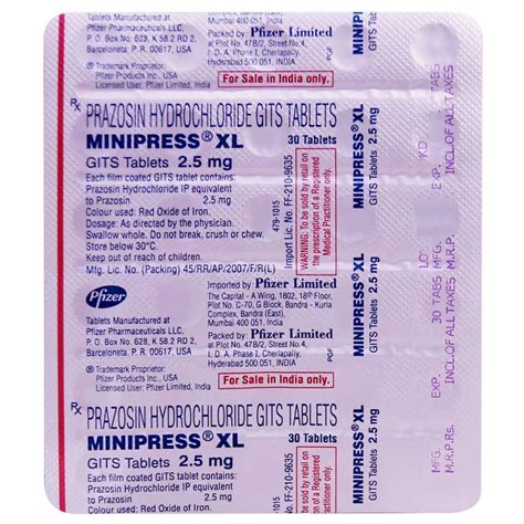 Buy Minipress XL 2.5 online | Uses, Side Effects, Price and substitutes ...