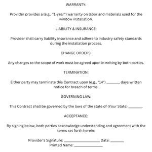 Image result for Window Installation Contract Sample