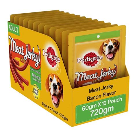 Pedigree Dog Treats, Meat Jerky Stix, Bacon, 12 Packs (12 x 60g ...