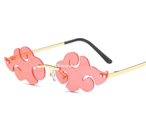 KENMA Naruto Akatsuki Light Red Cloud Shaped Unisex Sunglasses Anime ...