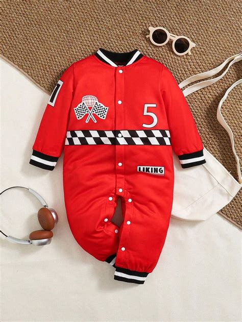 SHEIN Playful Pals Baby Boy Outdoor Fashion Sweatshirt Fabric Romper ...