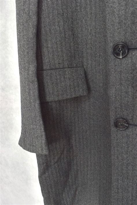 60s " hart schaffner & marx " herringbone wool chesterfield coat / size ...