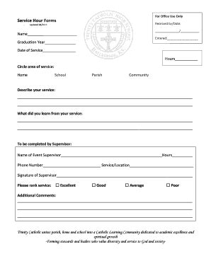 Fillable Online Service Hour Forms - Trinity Catholic High School Fax ...