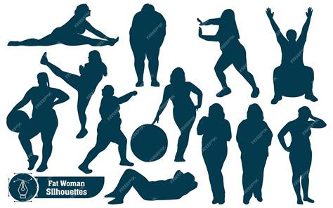 Premium Vector | Fat woman silhouettes vector collection