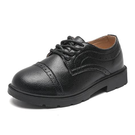 DADAWEN Toddler Boys Oxford Dress Shoes Synthetic Leather Lace Up Black ...