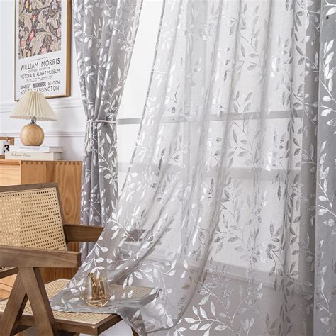 Amazon.com: Deeprove Gray Sheer Curtains 84 Inches Long 2 Panels ...