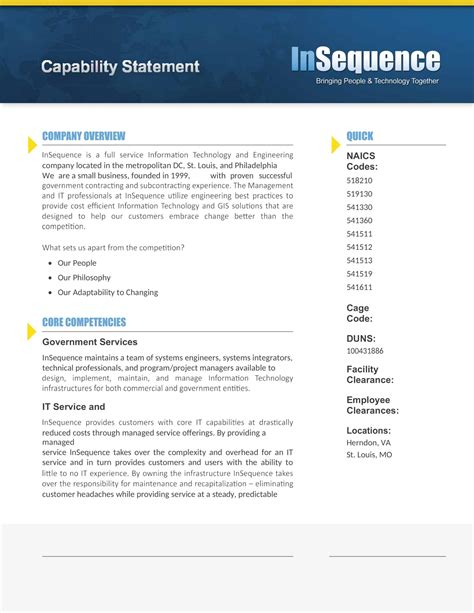 Image result for Capability Statement Samples