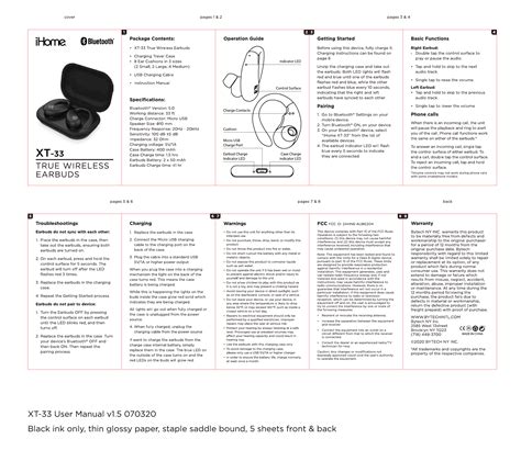 iHome XT33 True Wireless Earbuds Manual | Charging & Pairing Instructions