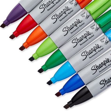 Sharpie Chisel Tip Permanent Markers Set 8 Assorted Colors ...