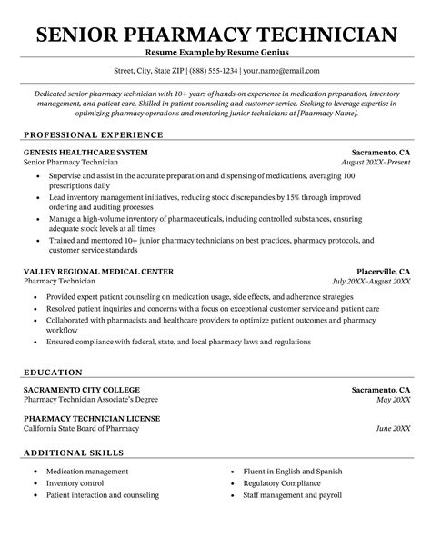 Pharmacy Technician Resume Example and Writing Tips for 2024