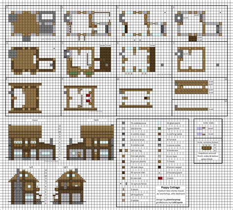 Poppy Cottage - Medium Minecraft House Blueprints by planetarymap ...