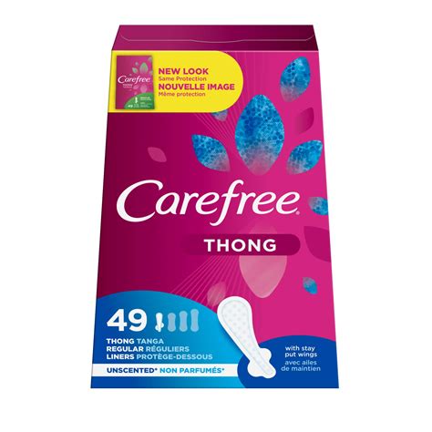 Carefree Thong Liner Regular 49ct Pack | Unscented Disposable Panty ...