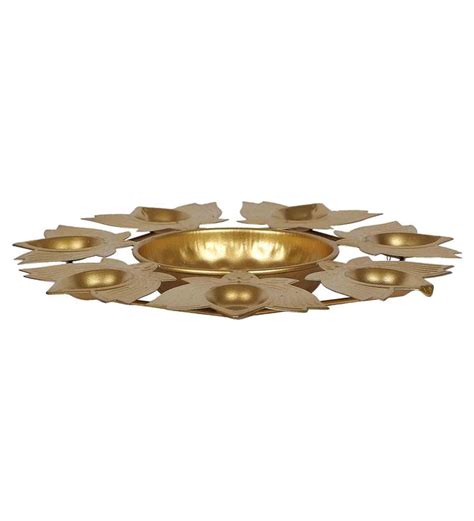 Shop Golden Round Lotus Diya Urli & Tealight Holder For Home Decor ...