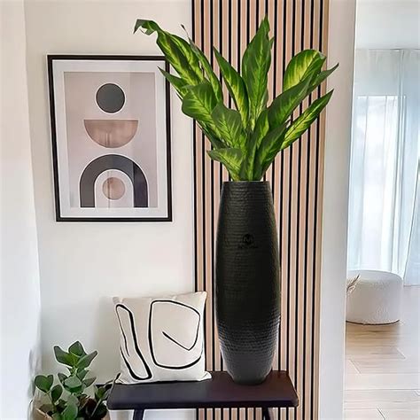 Buy Metallicon Luxurious Hammered Black Metal Floor Vase Tall ...