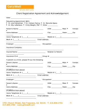 Client Registration Agreement and Acknowledgement Doc Template | pdfFiller