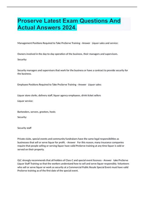Proserve Latest Exam Questions And Actual Answers 2024. - Alberta ...