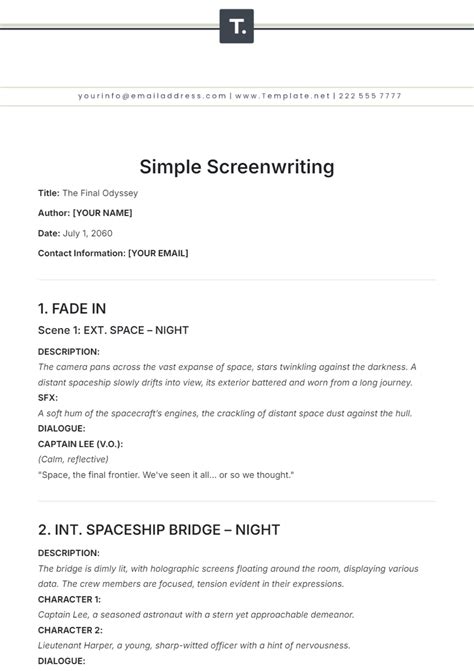 Free Movie Script Template to Edit Online