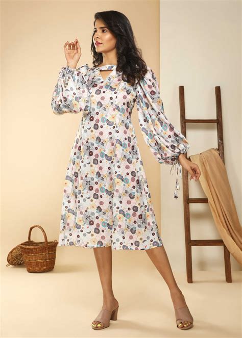 WHITE BALLOON SLEEVES DRESS – Saurabh Jain World