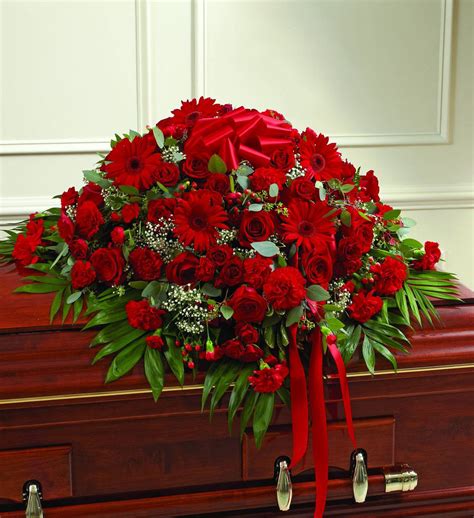Red Sympathy Casket Spray | Avas Flowers
