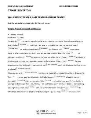 Fillable Online npakel yasar edu ALL PRESENT TENSES PAST TENSES FUTURE ...