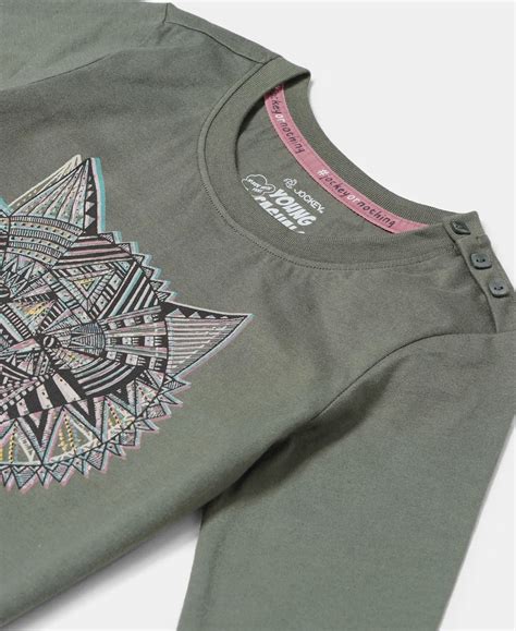 Buy Girl's Super Combed Cotton Graphic Printed Three Quarter Sleeve T ...