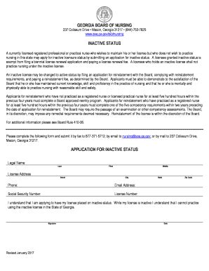 GA Application for Inactive Status 2017-2026 - Fill and Sign Printable ...