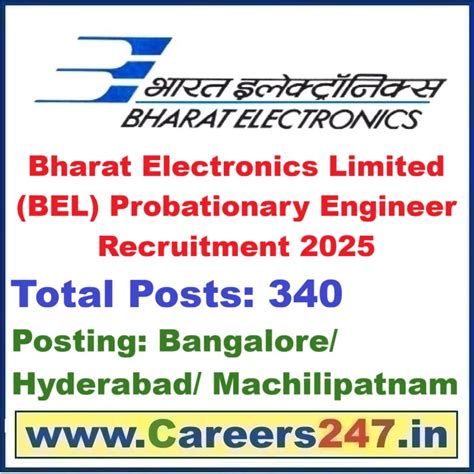 Bharat Electronics Limited (BEL) Probationary Engineer Recruitment 2025 ...