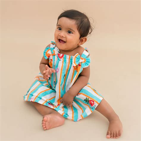 Mini Tropicano - Mulmul Cotton Sleeveless Bow Frock
