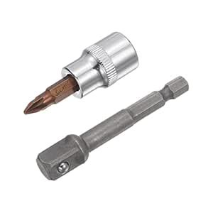 uxcell PZ2 Bit Socket, 3/8" Square Drive CR-V Sockets, S2 Steel Bits 1. ...