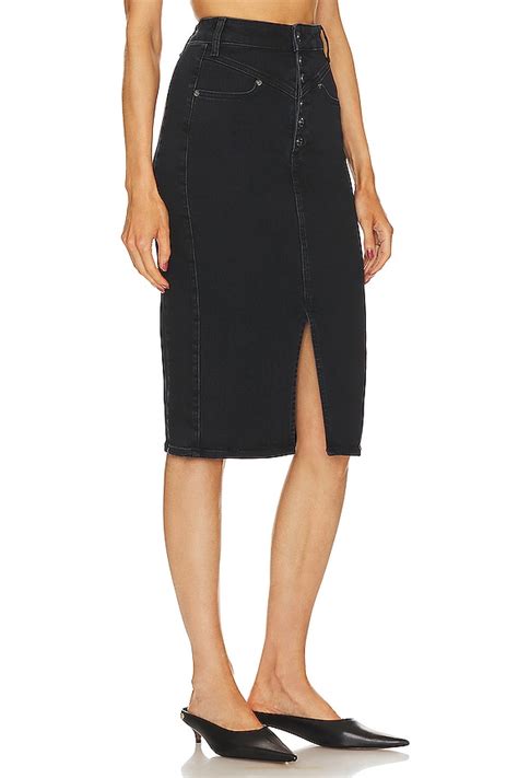 Veronica Beard Herron Denim Midi Skirt in Washed Black | REVOLVE