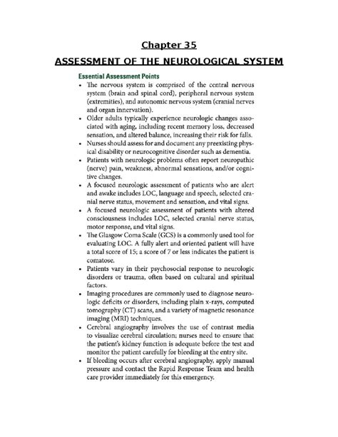 Chapter 35: Neurological System Assessment - Key Terms & Concepts (Med ...