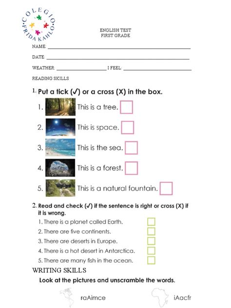 Image result for First Grade Test