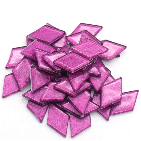 Diamond Shape Tiles in Glitter Magenta Color - Best Glass Mosaic Tiles ...