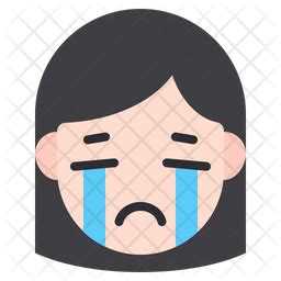 Crying Girl Emoji Icon - Download in Flat Style