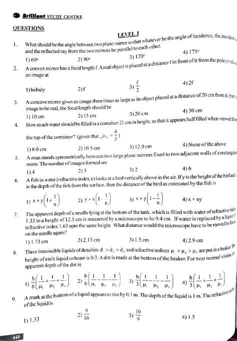 Ray optics questions - 8rllllanf STUDY CENTRE QUESTIONS 1. 2. 3. 4 ...