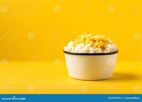 Rice Bowl Tasty Fast Food Street Food For Take Away On Yellow ...