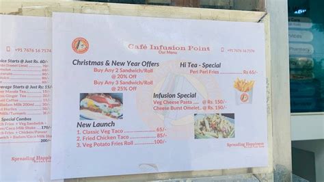 Menu at Café Infusion Point, Bengaluru