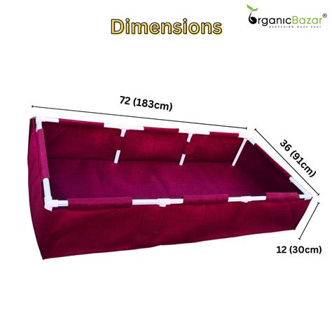OrganicBazar Geo Fabric 72x36x12 Rectangular Grow Bag With Supporting