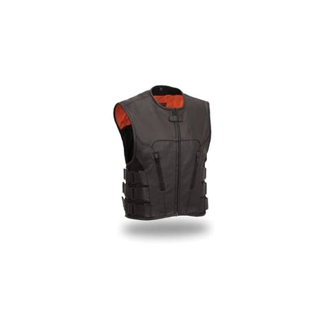 Mens Leather Swat Team Style Motorcycle Biker Vest | Ubuy India