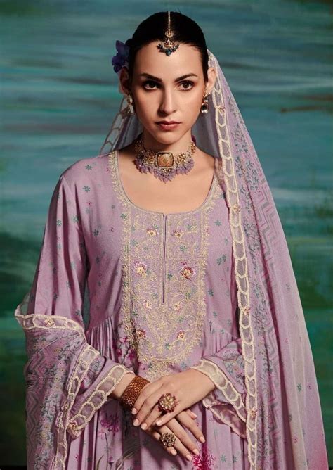 Jasmine Zariya suit set with embroidered Dupatta