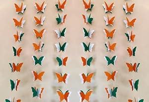 Atpata Funky 6pcs. 6ft Butterfly Paper Cutout 3D Tri-Colour Hangings ...