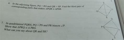 from chapter : congruence of triangleplease answer question no. 6 and 7 ...
