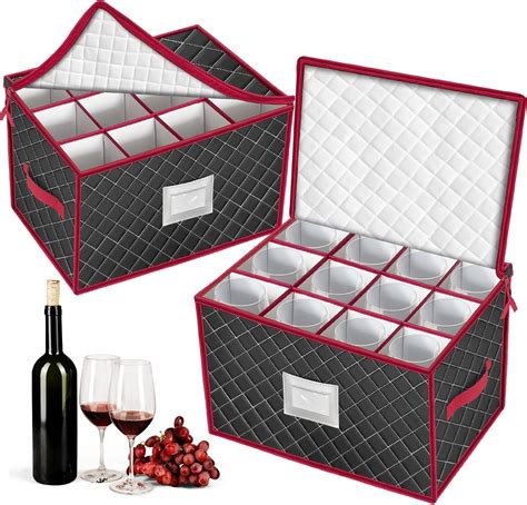 Buy VERONLY Stemware Storage Cases with Dividers- Holds 24 Wine Glass ...