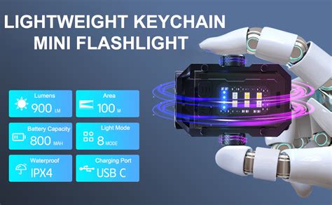PINSAI Mini Keychain Flashlight with Clip, LED 360 Degree Rotate ...