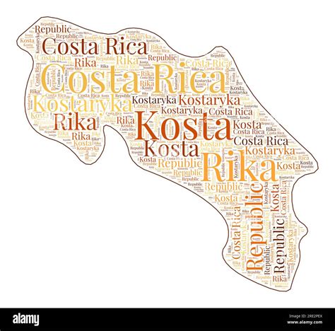 Costa Rica shape filled with country name in many languages. Costa Rica ...